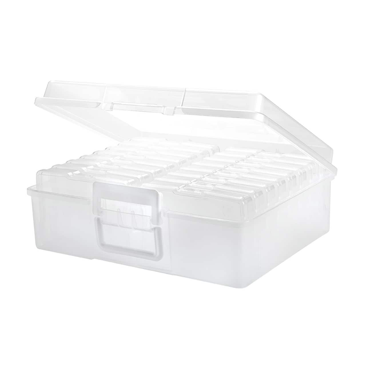 5x7 Photo Storage Box, 6 Inner Cases, Clear Plastic Craft Keeper